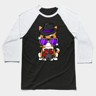 Funny orange dog is playing the drums Baseball T-Shirt